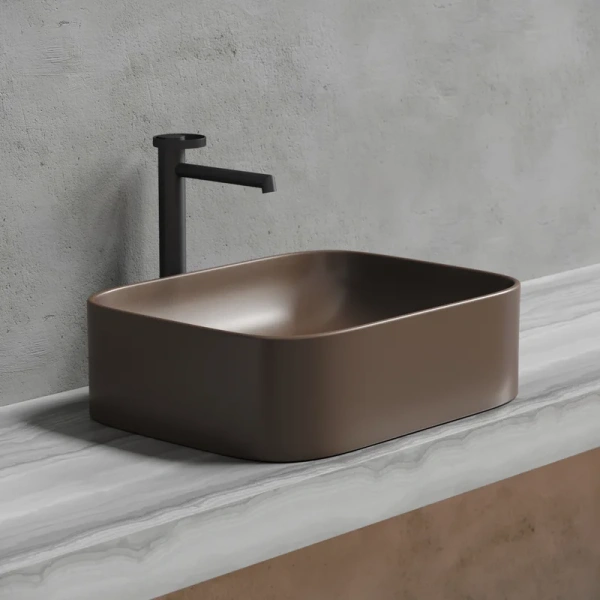раковина ceramicanova element cn6052mdb накладная, 50.5x38 см, темно-коричневая матовая