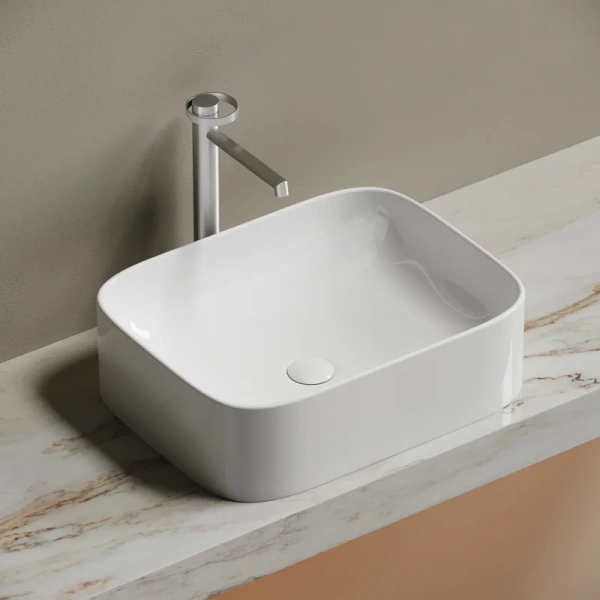 раковина ceramicanova element cn6052 накладная, 50.5x38 см, белая глянцевая