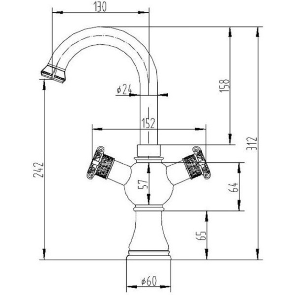 смеситель для раковины без донного клапана zorg antic a 2007u-sl