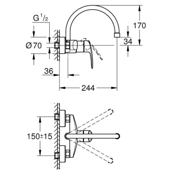 смеситель для кухни grohe eurosmart 32482003