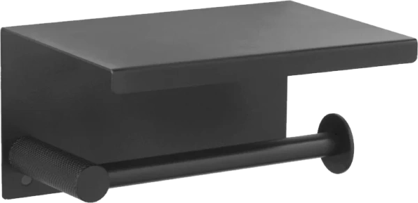 Держатель туалетной бумаги Boheme Uno 10971-B black с полкой для телефона
