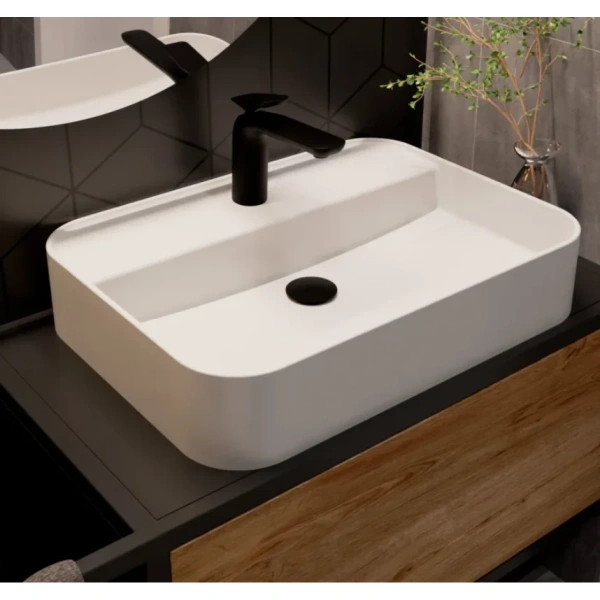 смеситель для раковины aquame como aqm6510mb без донного клапана, черный матовый