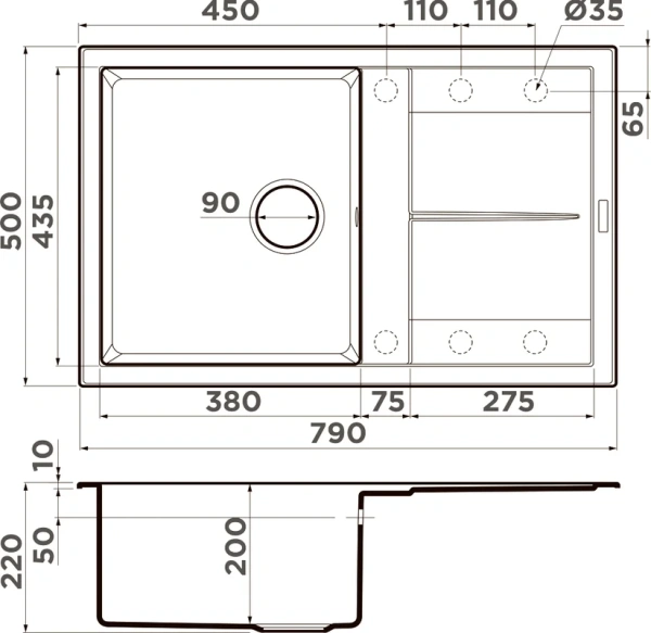 мойка кухонная omoikiri sumi 79-gr 4993552 leningrad grey