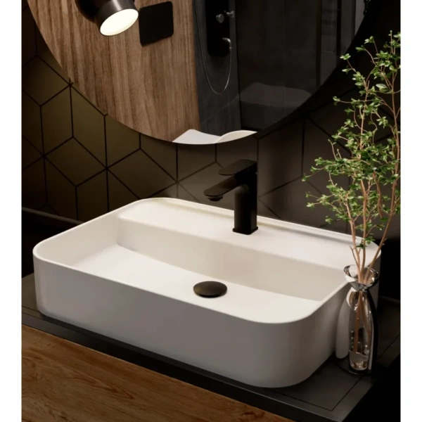 смеситель для раковины aquame monza aqm6310mb без донного клапана, черный матовый