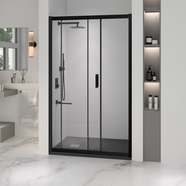 душевая дверь rgw passage pa-016b 160 350801616-14 профиль черный, стекло прозрачное