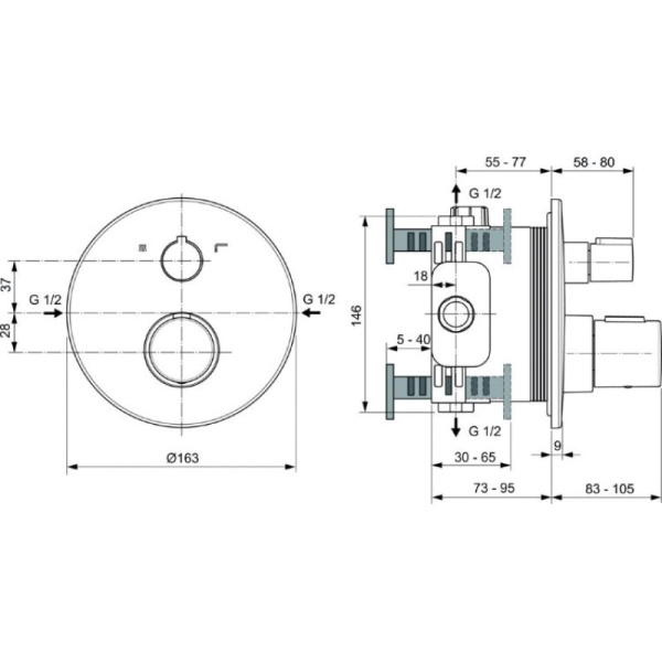 смеситель для душа ideal standard ceratherm т100 a5814xg