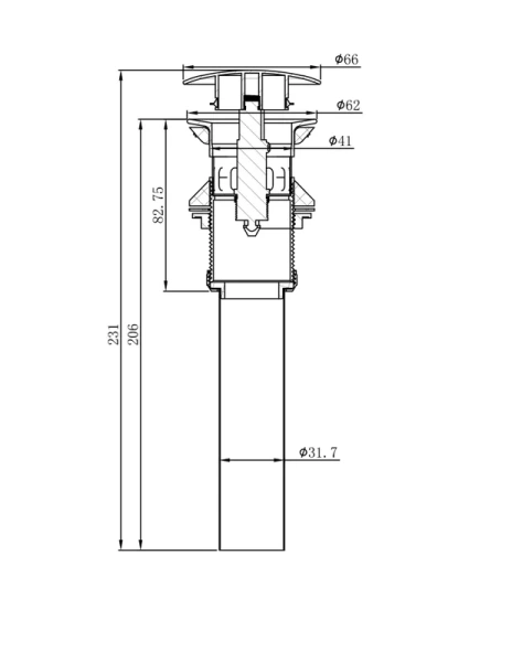 донный клапан arrow aqs041cp для раковины, с переливом, хром