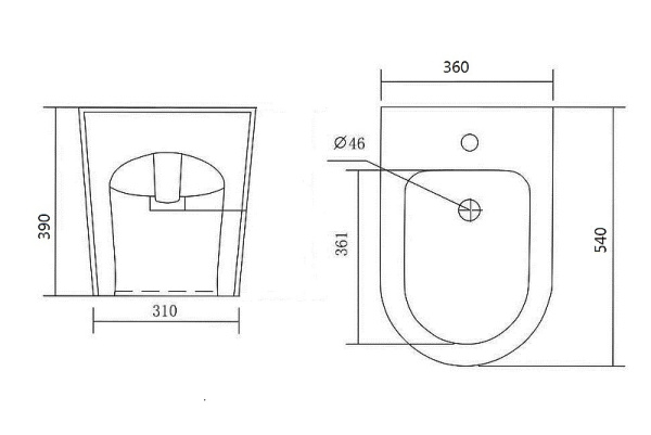 биде aquatek оберон aq1276-00 белое