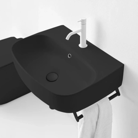 Раковина подвесная/накладная Kerasan Nolita 60х45 см, черный матовый