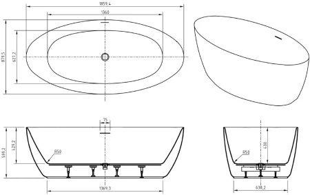 ванна акриловая отдельностоящая belbagno bb707-1860-880