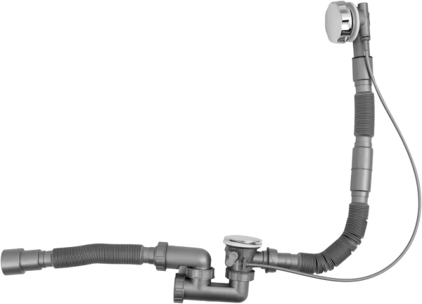 Слив-перелив для ванны Aquanet 339430 70 мм, полуавтомат, хром, с сифоном