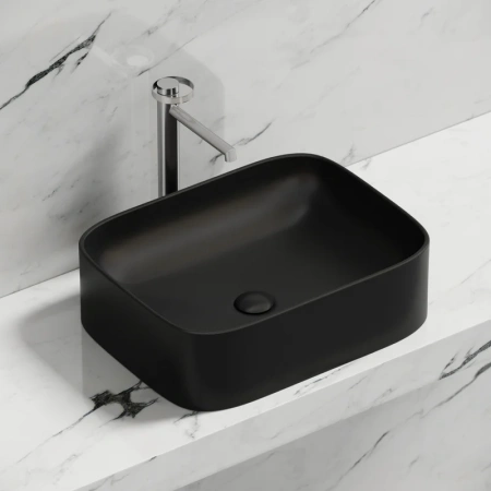 раковина ceramicanova element cn6052mb накладная, 50.5x38 см, черная матовая