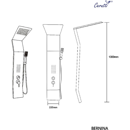 душевая панель cerutti spa bernina s ct8983 с гидромассажем серебро