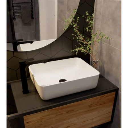 смеситель для раковины aquame monza aqm6314mb без донного клапана, черный матовый