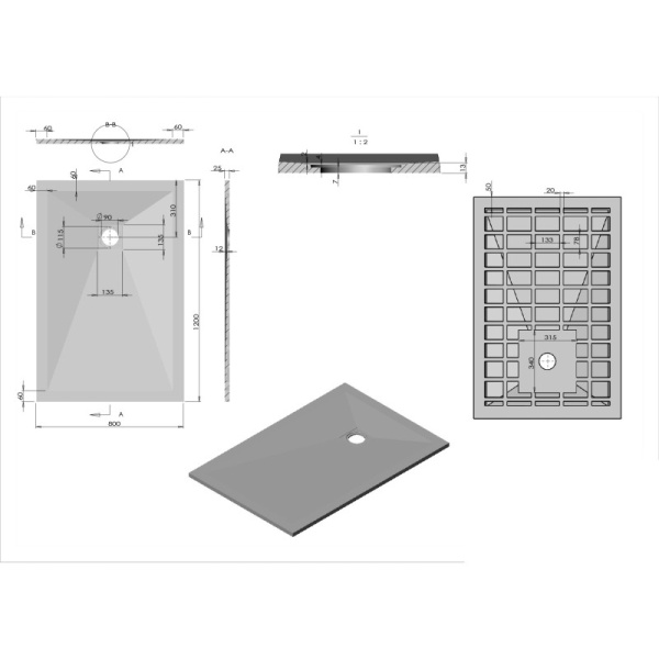 душевой поддон из литого мрамора 120×80 см vincea vst-4sr8012w