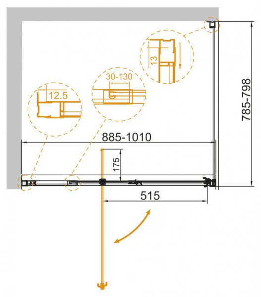 душевой уголок 120/130x100 см cezares variante-ah-1-120/130-100-c-cr прозрачное