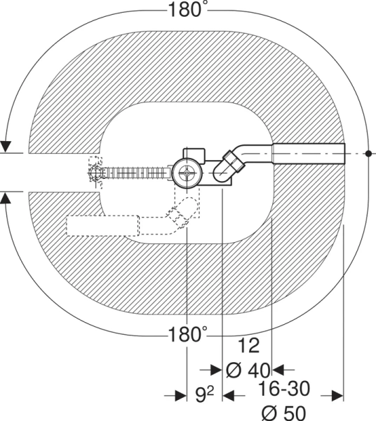 слив-перелив geberit 150.520.21.1 52 мм, полуавтомат, хром, с сифоном