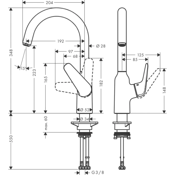 смеситель для кухни hansgrohe focus m42 71802800