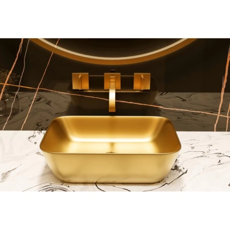 раковина-чаша abber rechteck ac2200mmg 46x32,5 см, накладная, золотой матовый