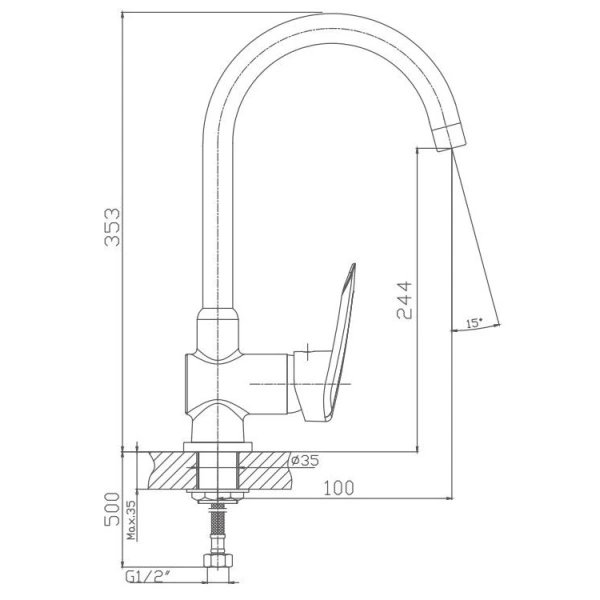 смеситель для кухни haiba hb4007 цвет хром