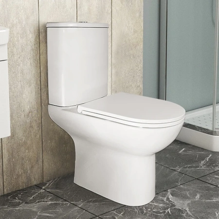 унитаз компакт azario kano 93590 напольный, безободковый, с бачком и сиденьем микролифт, 63х37х80 см, белый