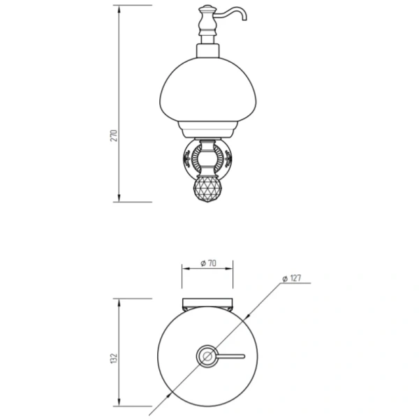 Дозатор для мыла Migliore Cristalia 16766 бронза с кристаллом Swarovski