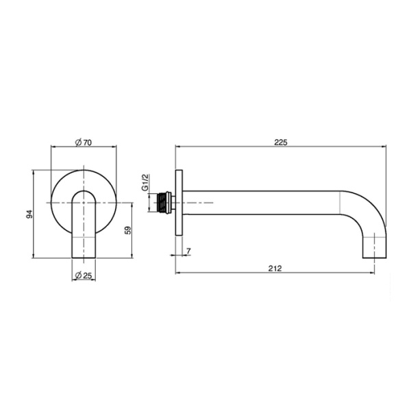 излив fima carlo frattini f2929cr для настенного монтажа, длина 20.7 см., цвет хром