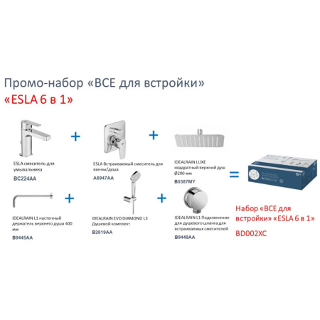 комплект смесителей ideal standard промо-набор 6 в 1 «все для встройки» bd002xc