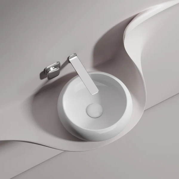 раковина ceramicanova element cn6050mw накладная, ø36 см, белая матовый