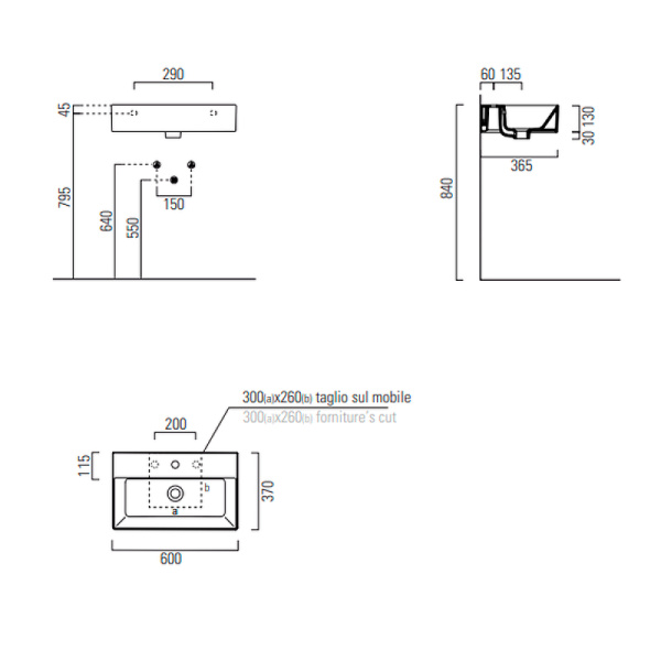 раковина gsi kube x 60 9454111, цвет белый