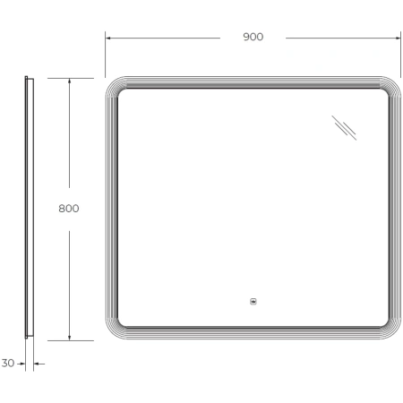 Зеркало Cezares Duet 90 CZR-SPC-DUET-900-800-LED-TCH с подсветкой с лазерной гравировкой и сенсорным выключателем
