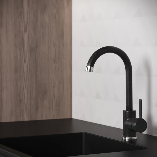 смеситель для кухни aringa вико ar02018bl хром/черный