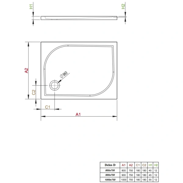 душевой поддон 80x75 см radaway delos d 4d87545-03