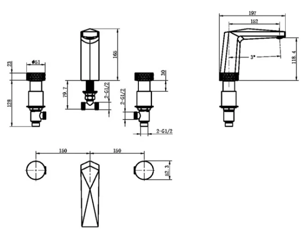 смеситель для раковины boheme venturo 150-cr-diamond хром