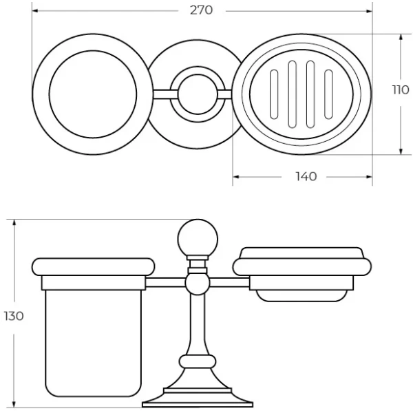 Стакан и мыльница Cezares OLIMP-STT-03/24-M Золото Белая