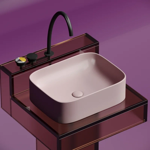 раковина ceramicanova element cn6052mp накладная, 50.5x38 см, розовая матовая