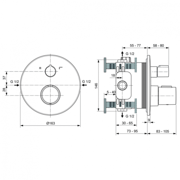 смеситель для душа ideal standard ceratherm т100 a5814a2
