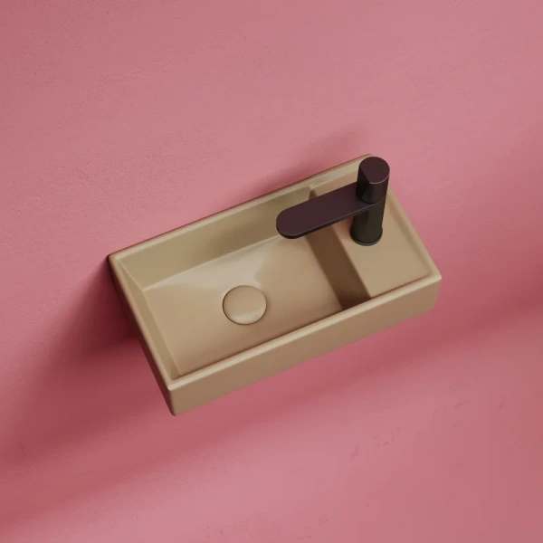 раковина ceramicanova element cn6051lmc подвесная, чаша слева, 41.7х21.7 см, капучино матовая