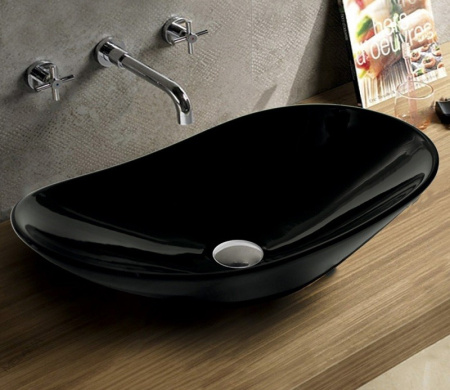 раковина в ванную накладная ceramalux 61 см 7811ab черная глянцевая