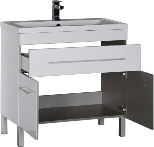 тумба под раковину aquanet верона 90 белая, 1 ящик, 2 двери, 00182708