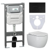 Комплект унитаза с инсталляцией Ceramicanova Play CN3001_1001B_1000 с сиденьем микролифт и клавишей смыва черный матовый