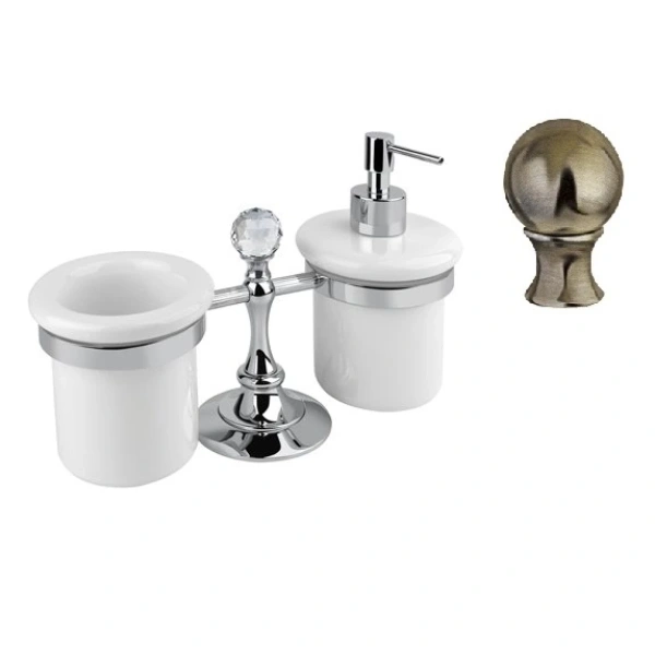 Стакан и дозатор для жидкого мыла Cezares OLIMP-TDT-02-M Бронза Белый