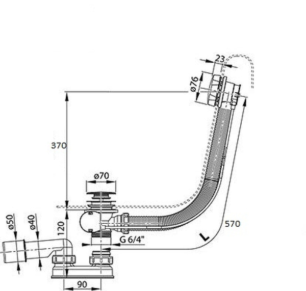 слив-перелив ravak x01745 полуавтомат черный