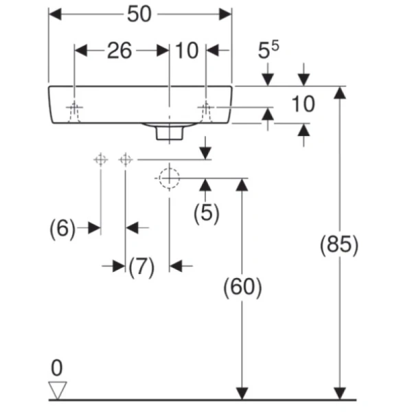 раковина подвесная 50 см geberit renova nr.1 comprimo 276350000