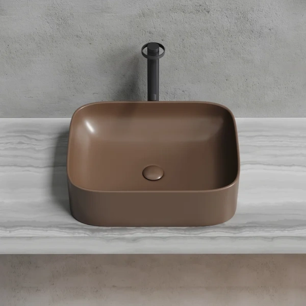 раковина ceramicanova element cn6052mdb накладная, 50.5x38 см, темно-коричневая матовая