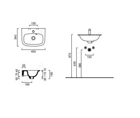 раковина подвесная catalano green one145gron00 45x34 см, белая снято с производства