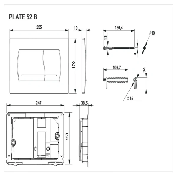 кнопка смыва для инсталляции roca active 52b хром матовая (7.8901.1.50b.1)