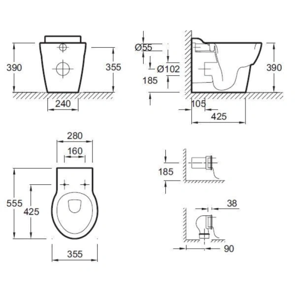унитаз приставной jacob delafon ove e1584