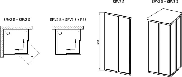 душевая дверь ravak supernova srv2-90 195 s 14v703o211 профиль черный пластик pearl