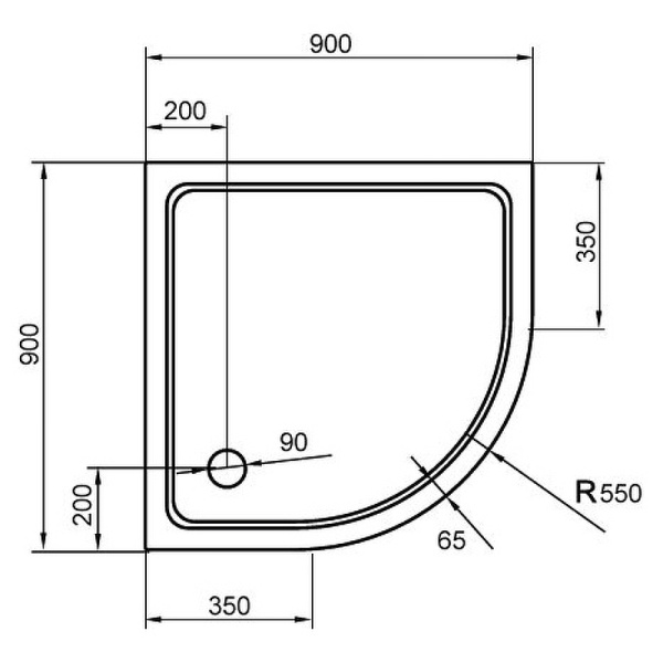 душевой поддон из стеклокомпозита cezares tray smc 90x90 tray-m-r-90-550-35-w белый